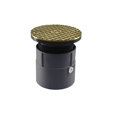 Jones Stephens 4in. PVC Over Pipe Fit Base Cleanout with 4in. Plastic Spud and 6in. Nickel Bronze Cover C60072